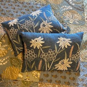 MAINSTAYS • Chambray Embroidered Botanical Decorative Throw Pillows